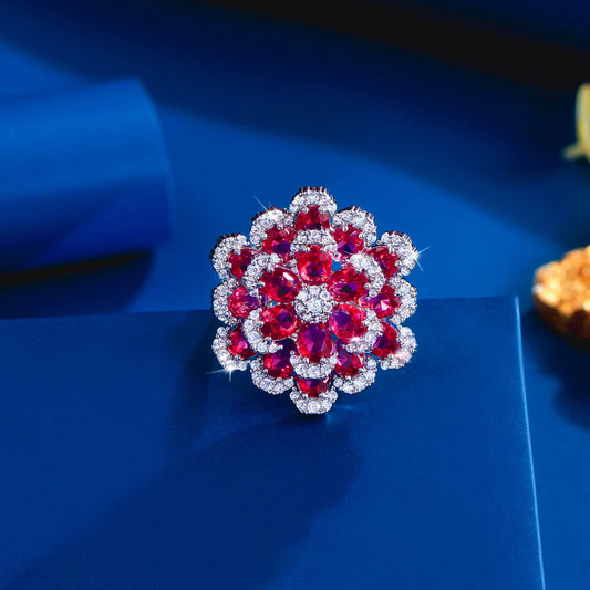 Amara Rose Crystal Flower Ring