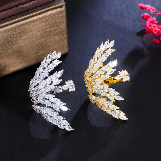 Serena Leaf Crystal Ring