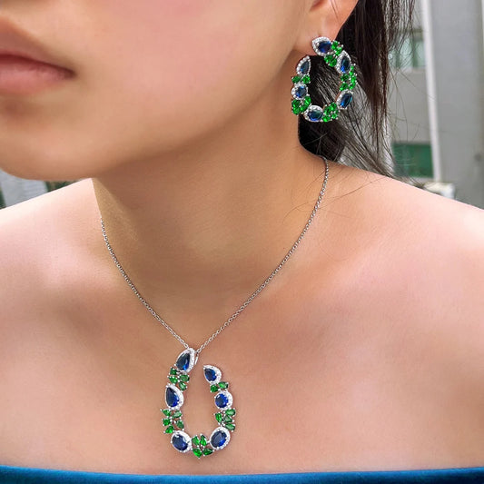 Veridia Leaf Crystal Necklace & Earrings Set
