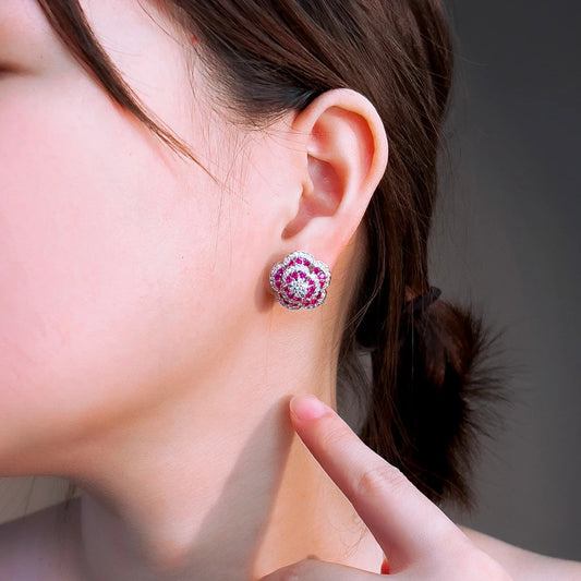 Roselle Flower Stud Earrings
