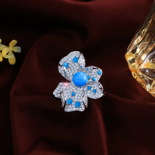Azure Bloom Pavé Cocktail Ring