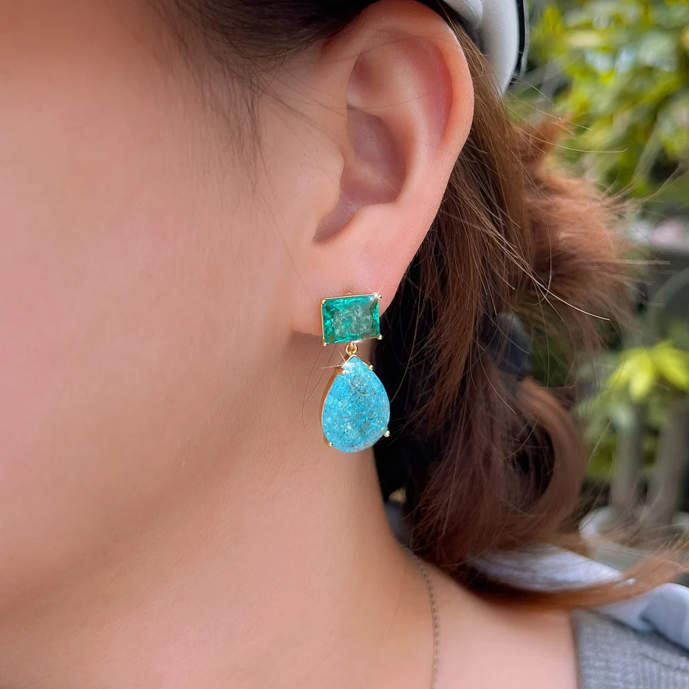 Verdelle Crackle Teardrop Earrings