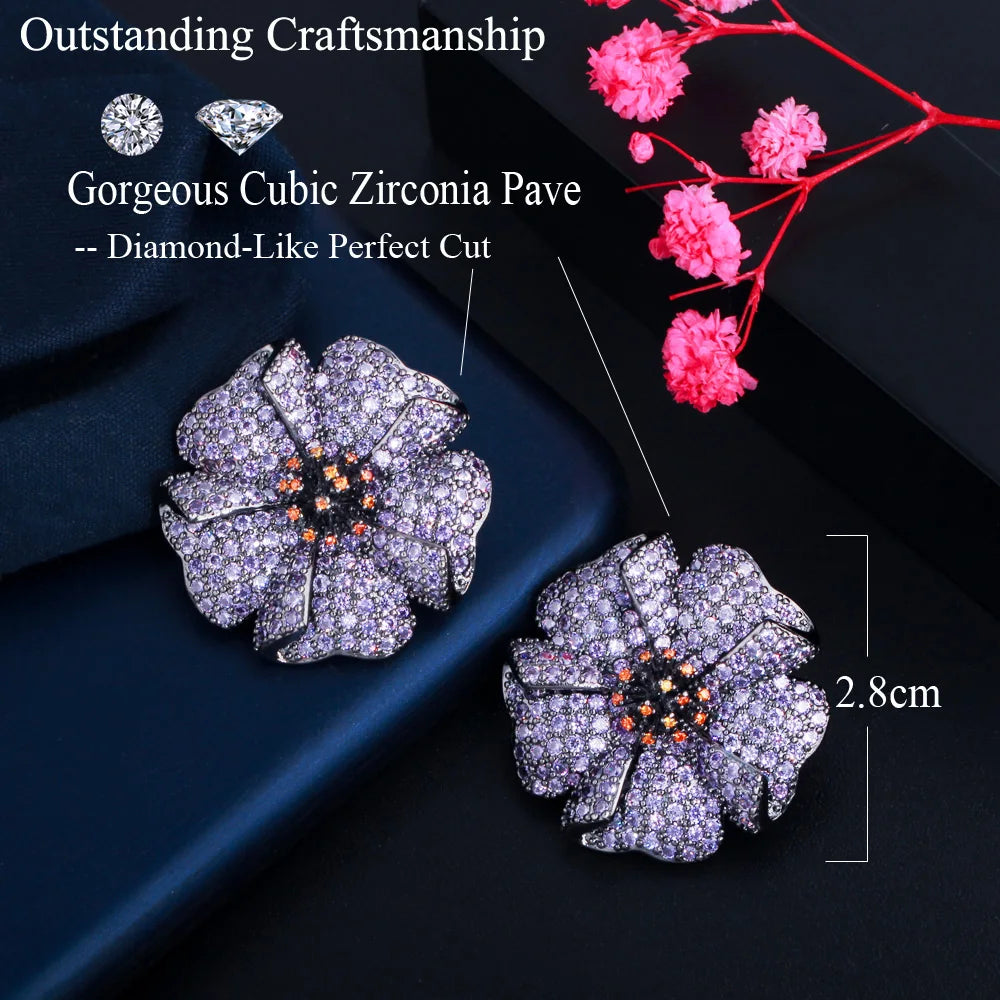 Violetta Purple Flower Stud Earrings