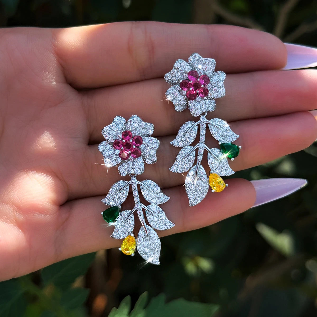 Aurora Multicolor Flower Drop Earrings