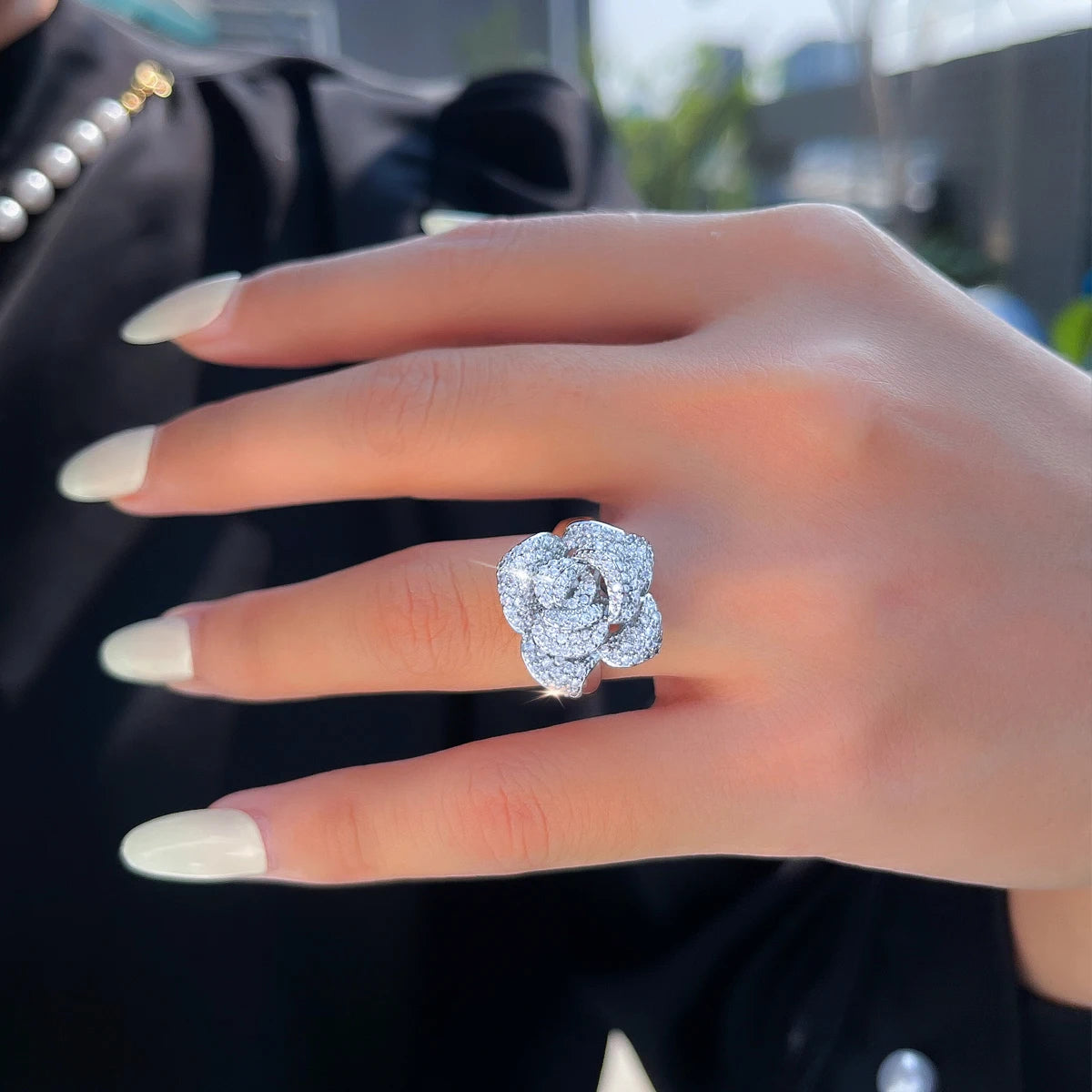 Celeste Bloom Crystal Cocktail Ring