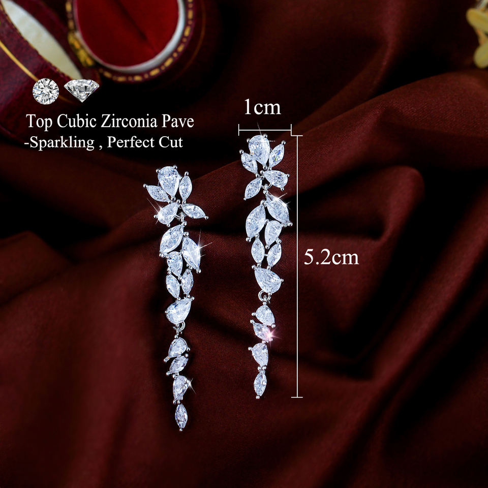 Liora Crystal Leaf Tassel Earrings