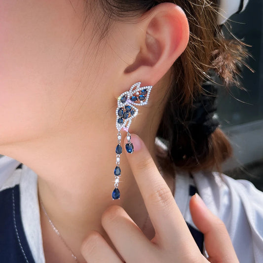 Azurine Butterfly Drop Earrings