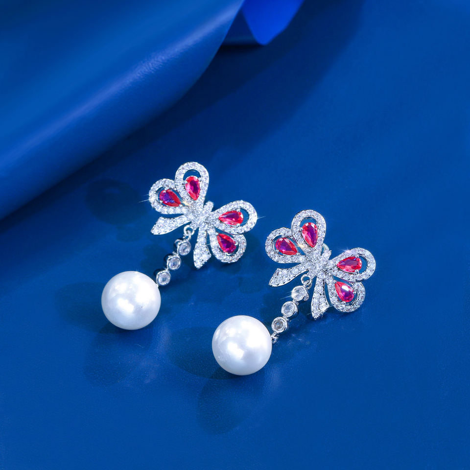Rosine Butterfly Bow Pearl Earrings