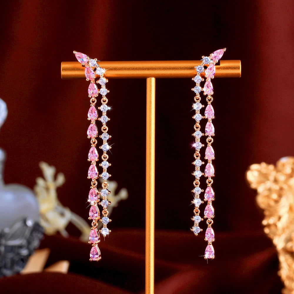 Brillia Pink Tassel Earrings