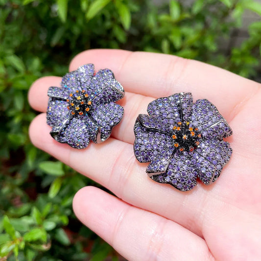 Violetta Purple Flower Stud Earrings