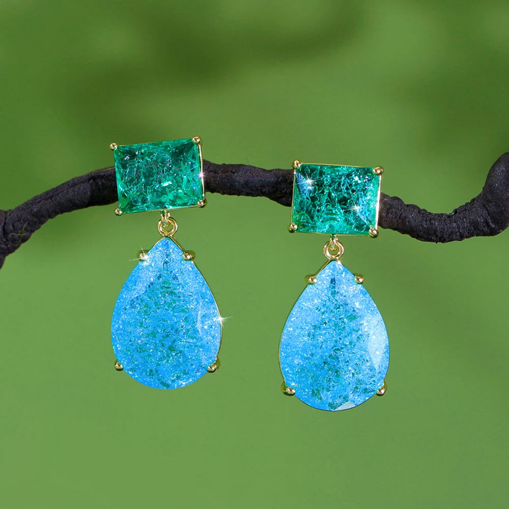 Verdelle Crackle Teardrop Earrings