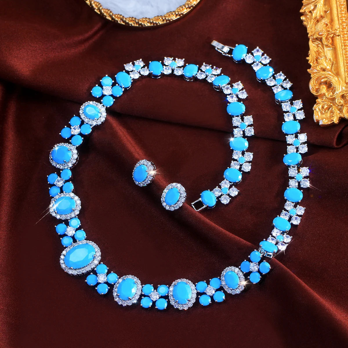 Cyane Turquoise Crystal Jewelry Set