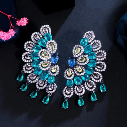 Serena Peacock Green Tassel Earrings