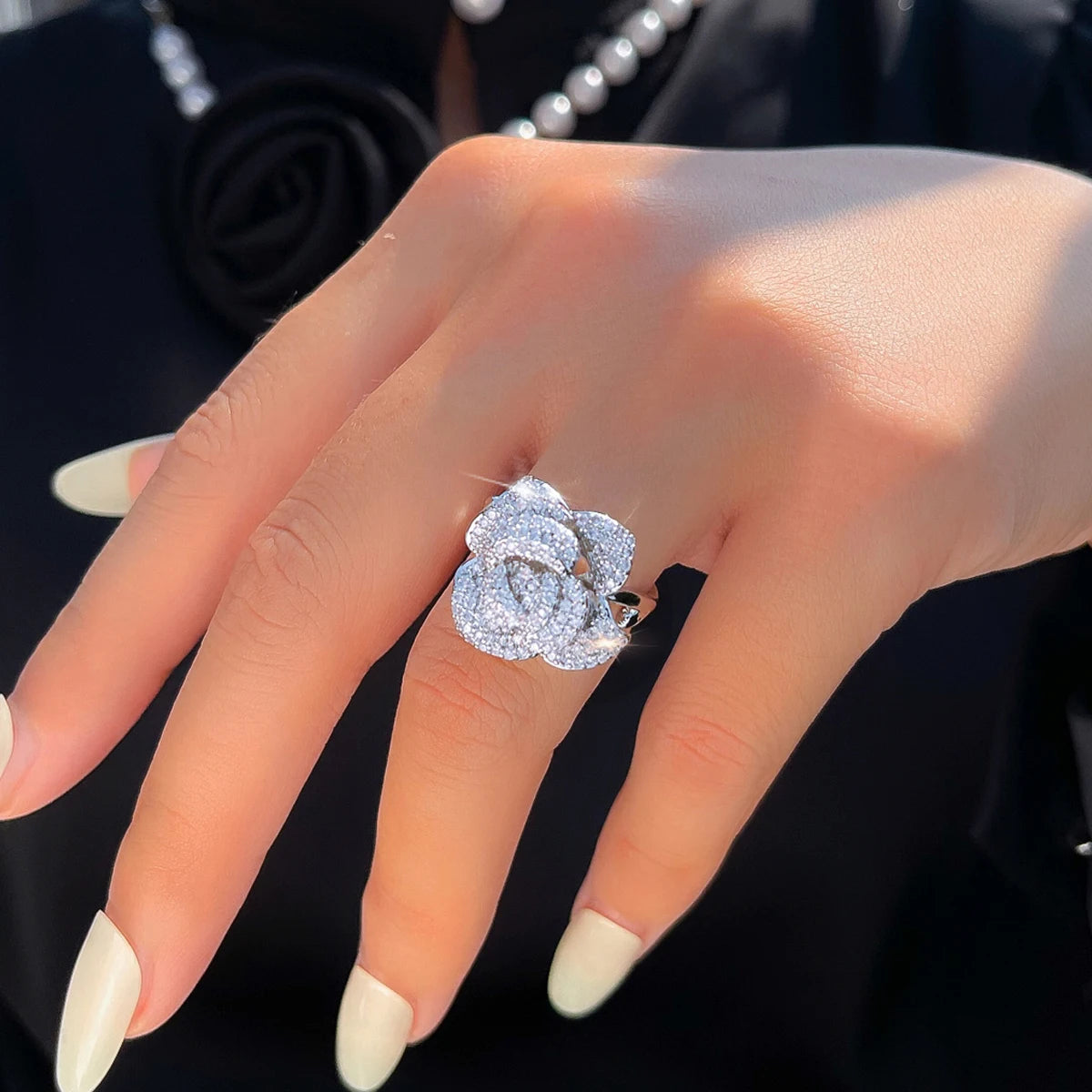 Celeste Bloom Crystal Cocktail Ring