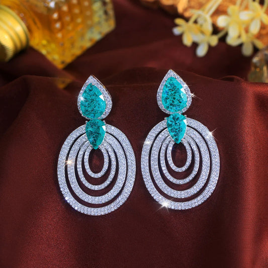 Calypso Turquoise Halo Drop Earrings