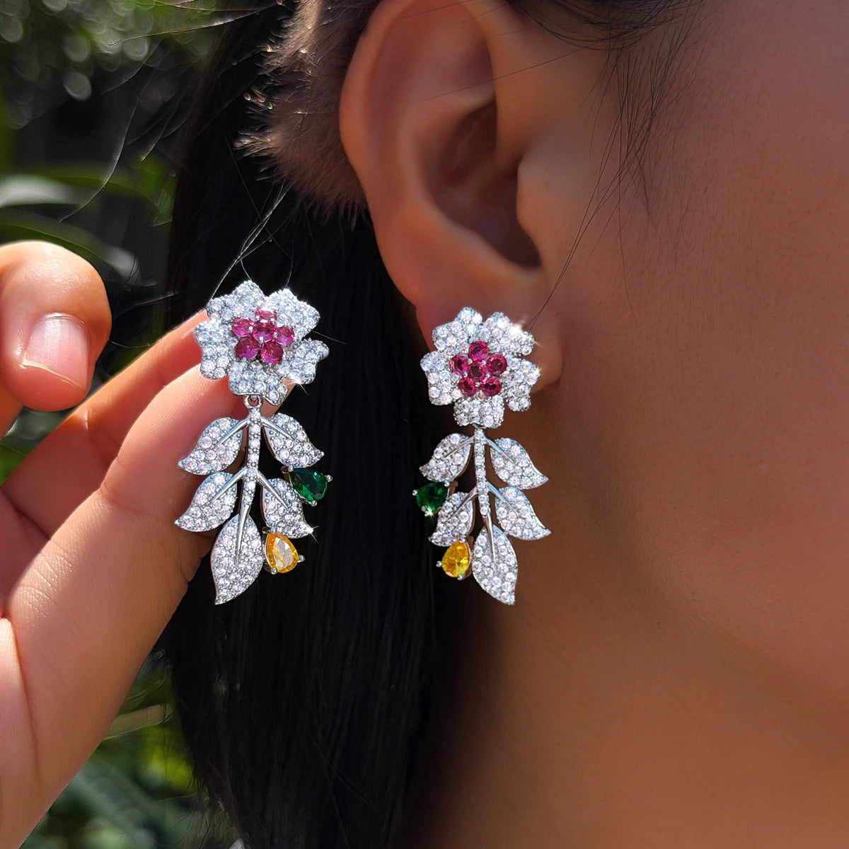 Aurora Multicolor Flower Drop Earrings