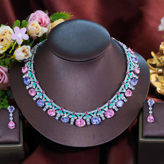 Dahlia Pink & Purple Crystal Jewelry Set
