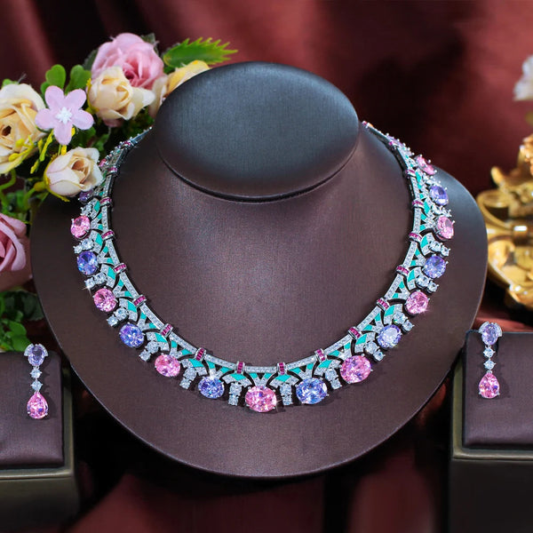 Dahlia Pink & Purple Crystal Jewelry Set