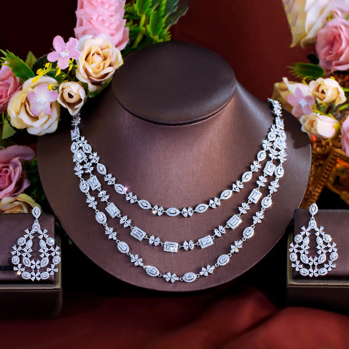 Soraya Layered Crystal Necklace Set
