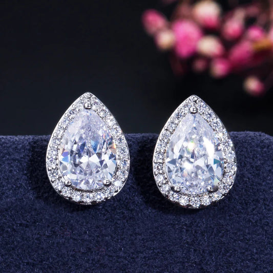 Elodie Pear Crystal Stud Earrings