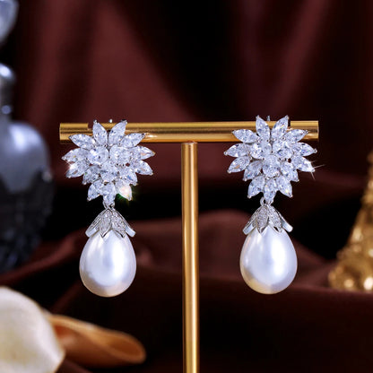 Lunette Pearl Drop Earrings