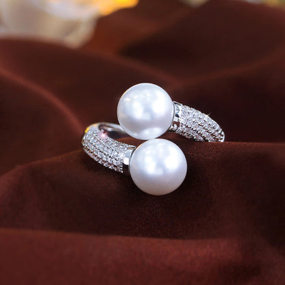 Pearl Duet Pavé Crystal Ring