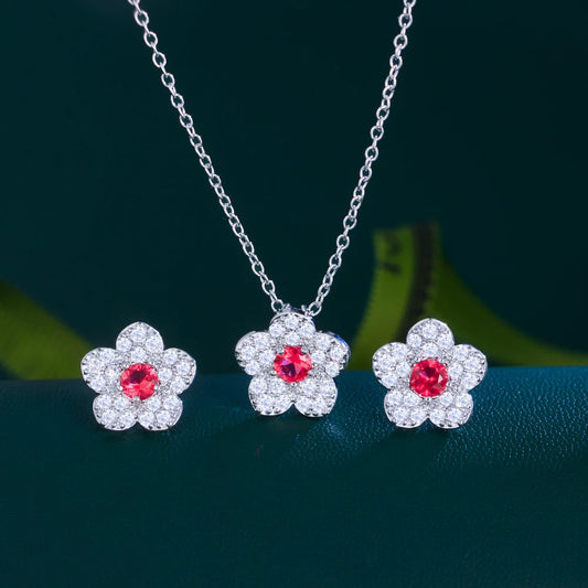 Margaux Pavé Flower Necklace & Earrings Set