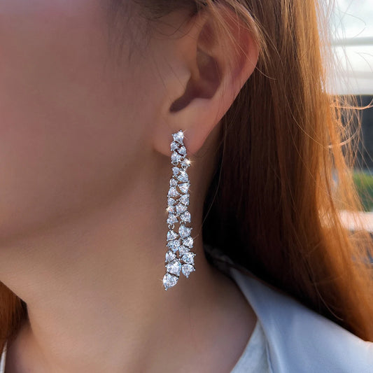 Colette White Heart Crystal Drop Earrings