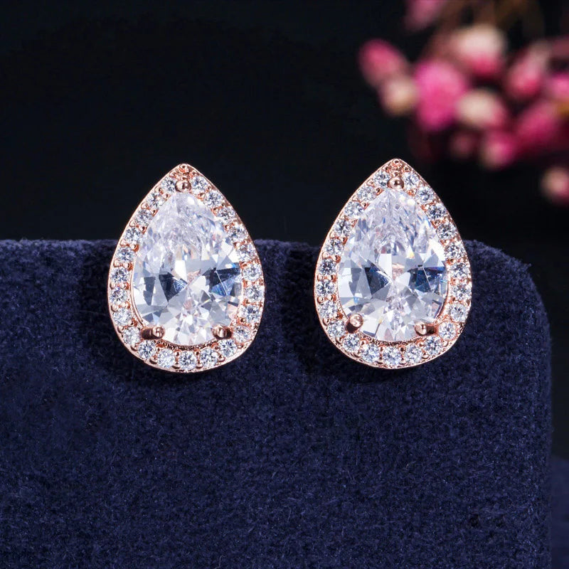 Elodie Pear Crystal Stud Earrings