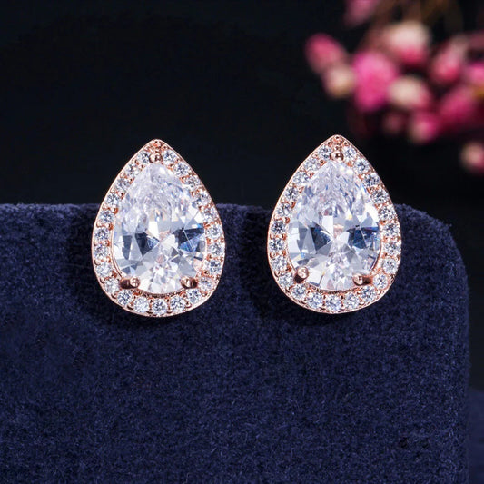 Elodie Pear Crystal Stud Earrings