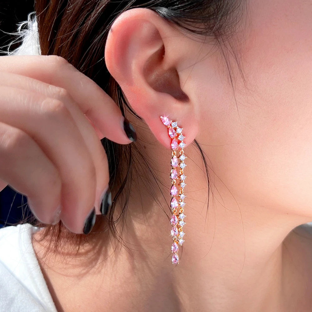 Brillia Pink Tassel Earrings