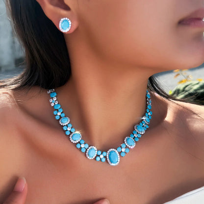 Cyane Turquoise Crystal Jewelry Set