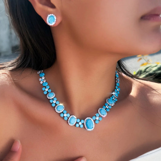 Cyane Turquoise Crystal Jewelry Set