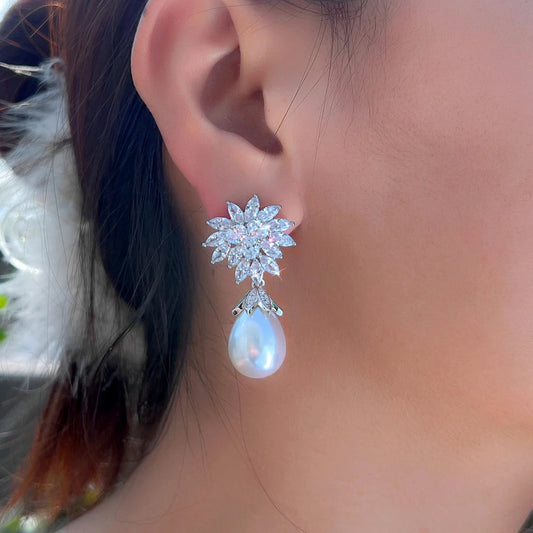 Lunette Pearl Drop Earrings