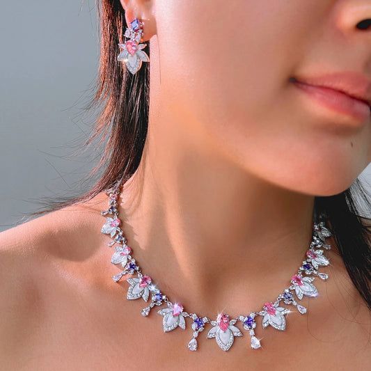 Mirabelle Purple & Pink Crystal Necklace Set