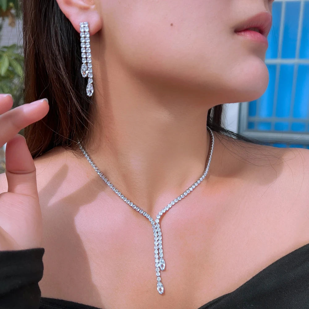 Cascade Tassel Crystal Jewelry Set