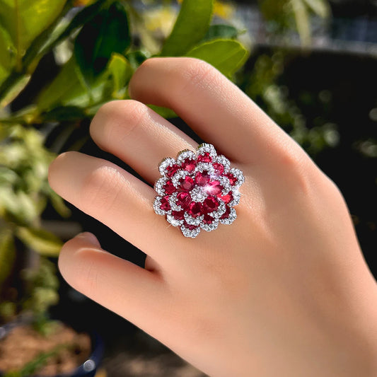 Amara Rose Crystal Flower Ring