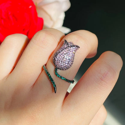 Noir Pink Crystal Ring