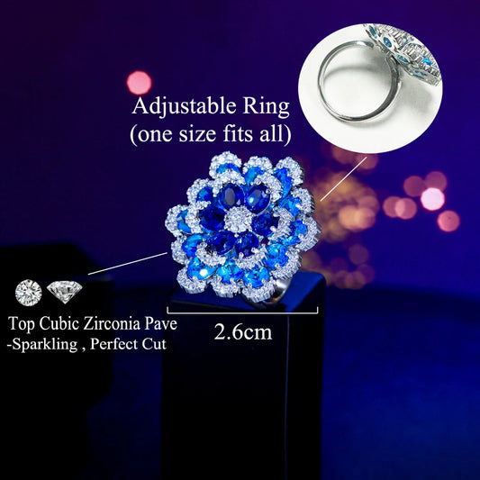 Sapphire Bloom Adjustable Ring