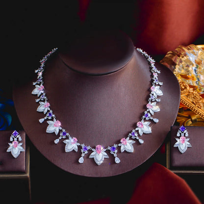 Mirabelle Purple & Pink Crystal Necklace Set