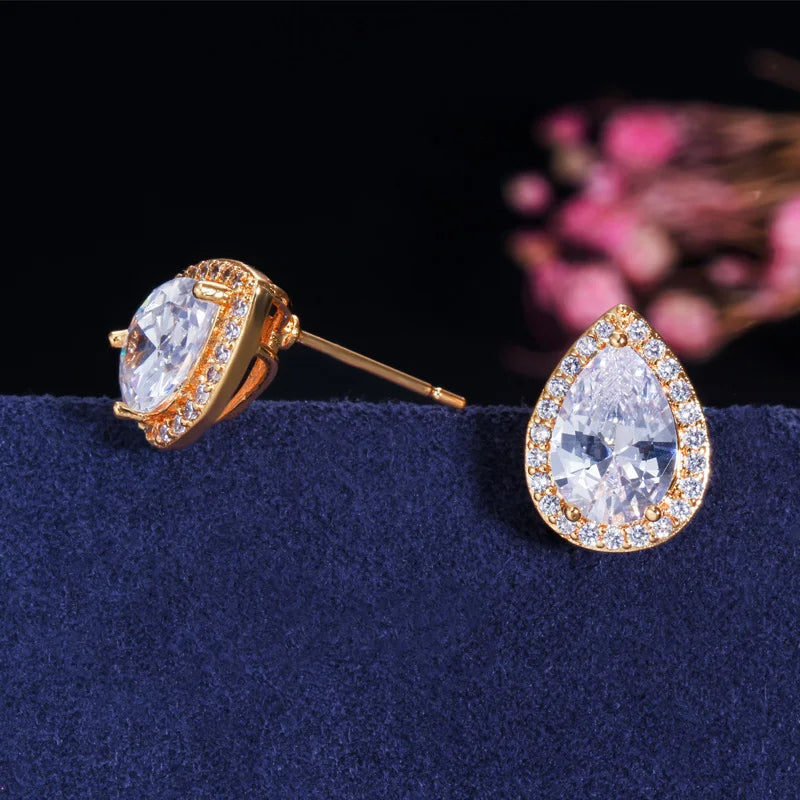 Elodie Pear Crystal Stud Earrings