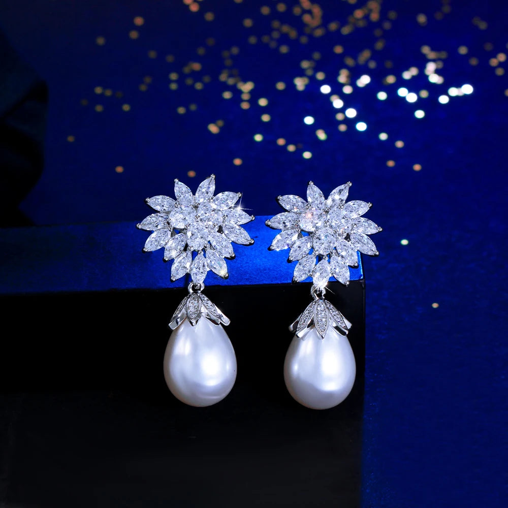 Lunette Pearl Drop Earrings