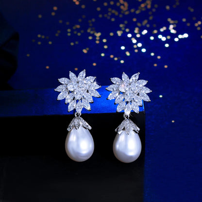 Lunette Pearl Drop Earrings