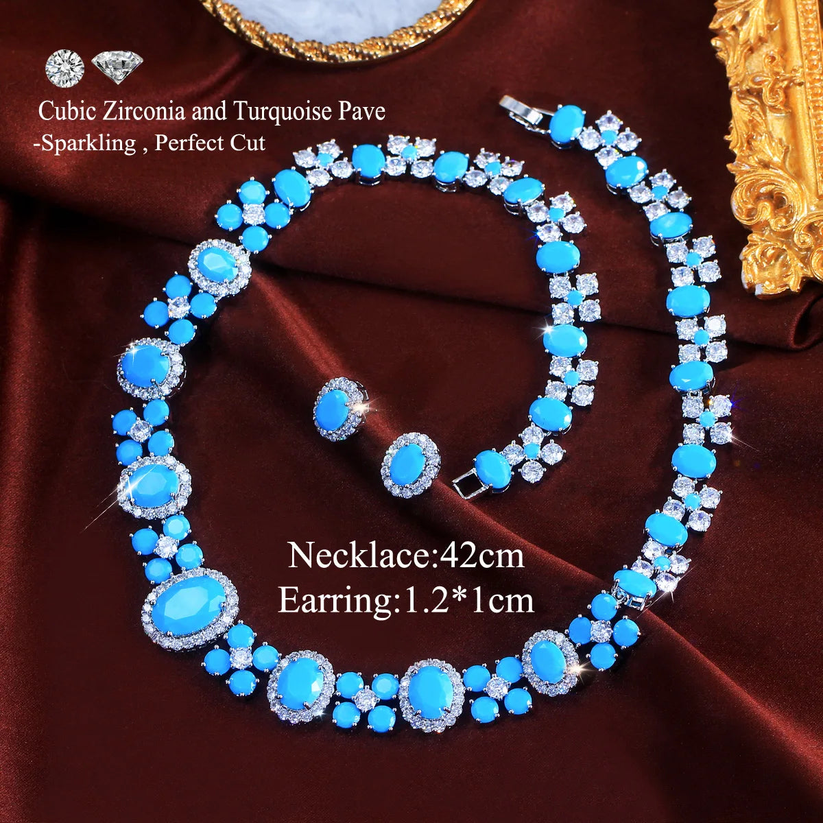 Cyane Turquoise Crystal Jewelry Set