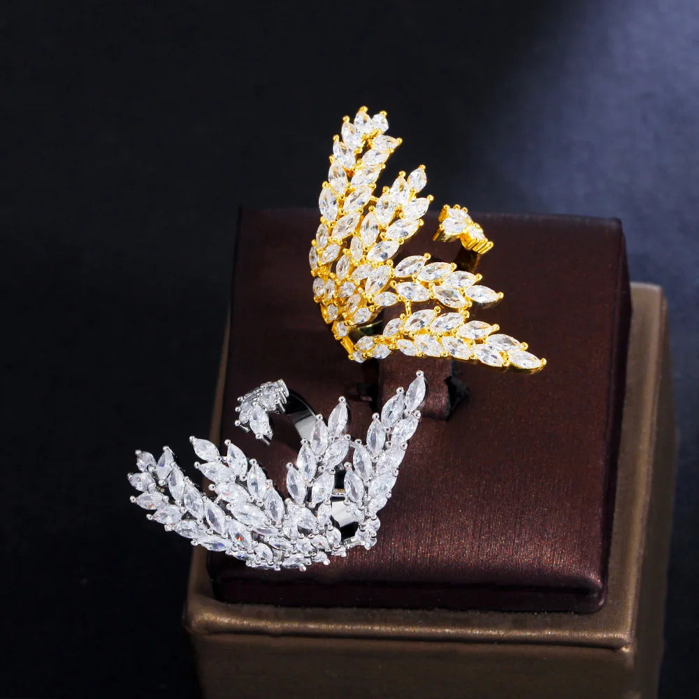 Serena Leaf Crystal Ring