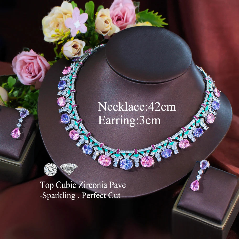 Dahlia Pink & Purple Crystal Jewelry Set