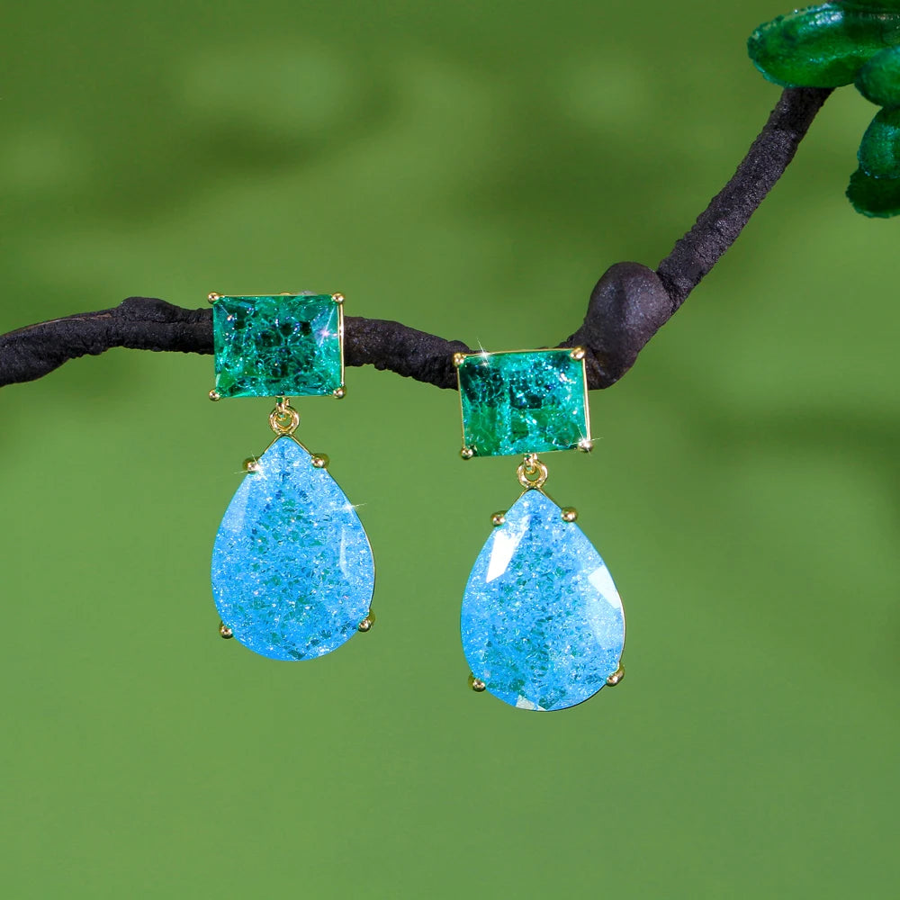 Verdelle Crackle Teardrop Earrings