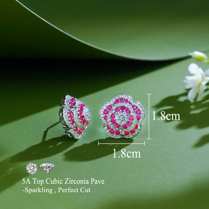 Roselle Flower Stud Earrings