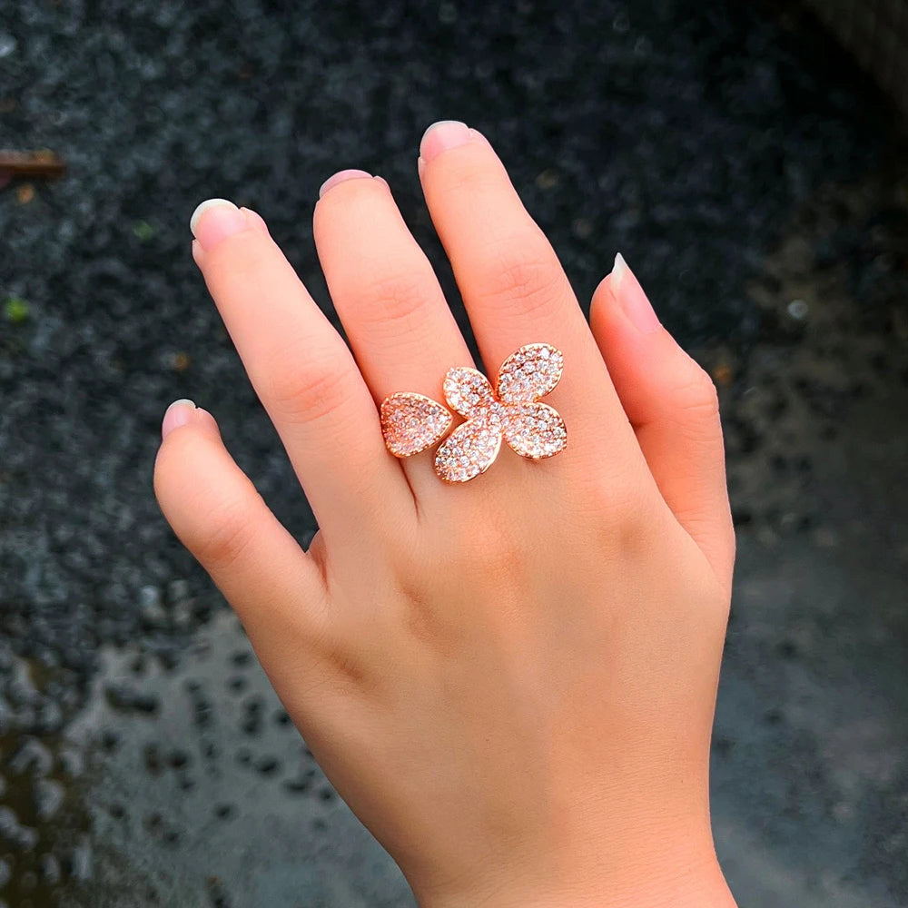 Rosegold Fleur Open Cuff Ring