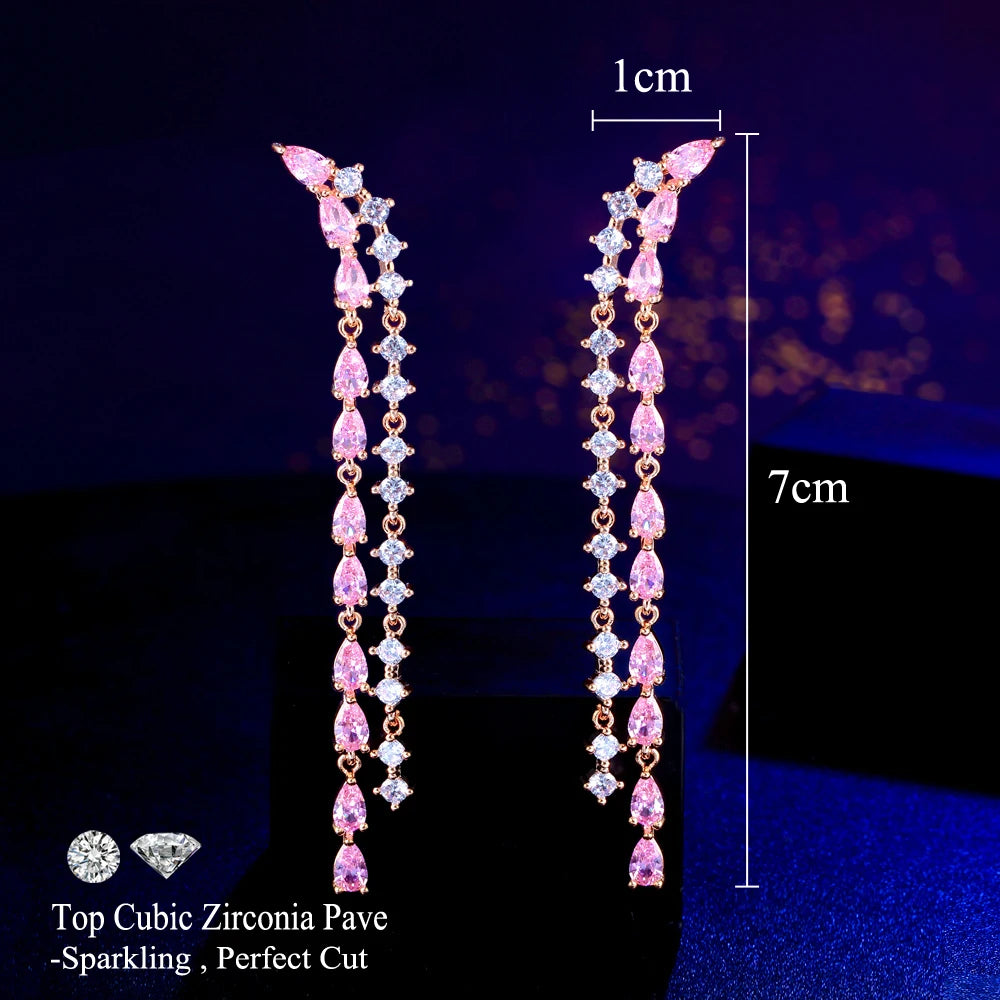 Brillia Pink Tassel Earrings